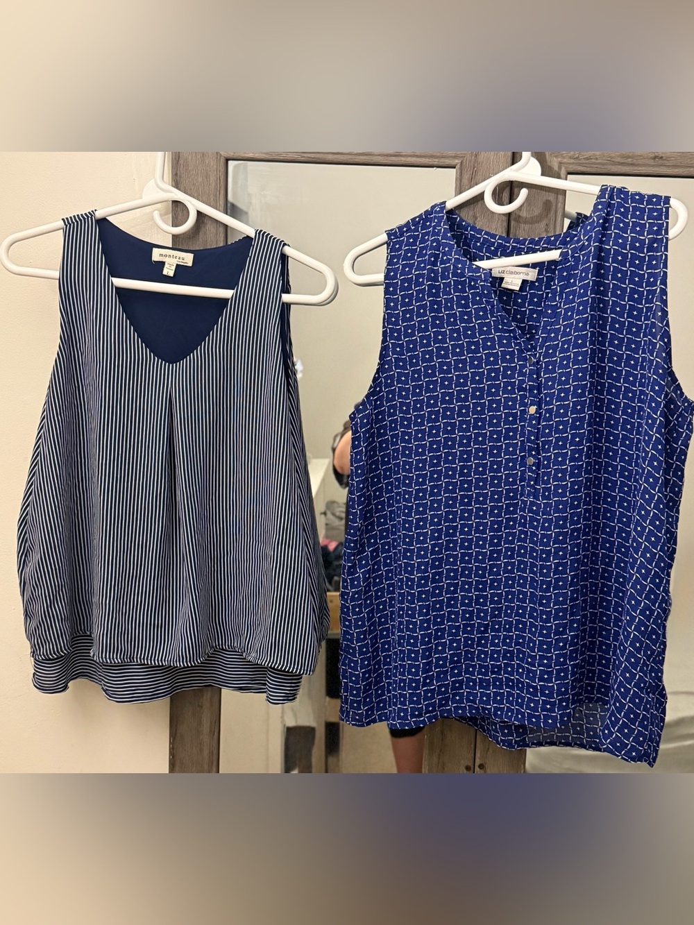 Monteau Blue Striped & Geometric Print Sleeveless Tops (Pair)